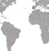 نقشهٔ موقعیت اروگوئه و پرتغال.