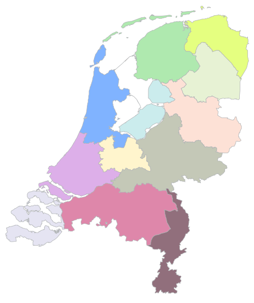 Provinces of the Netherlands - blank (alternative colors).svg