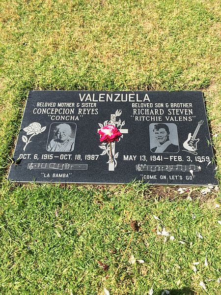 Grave of Valens and his mother at San Fernando Mission Cemetery