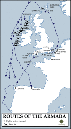 Route taken by the Spanish Armada Routes of the Spanish Armada.gif