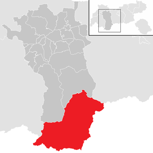 Lage der Gemeinde Sölden im Bezirk Imst (anklickbare Karte)