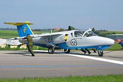 Kuvassa Ruotsin ilmavoimien Flygvapnetin Saab J-105.