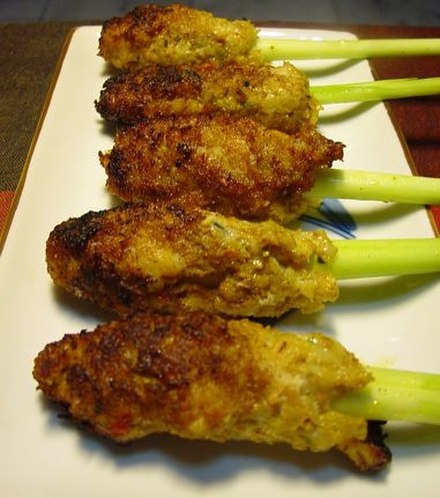 Satay lilit - minced seafood on a lemon grass stick, grilled over charcoal