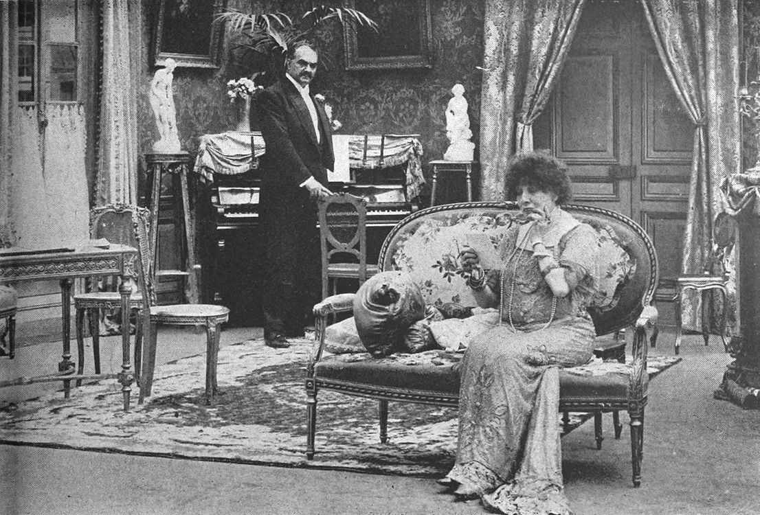 Bernhardt in the film Camille (La Dame aux camélias) with André Calmettes (1911)