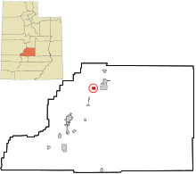 Sevier County Utah incorporated and unincorporated areas Aurora highlighted.svg