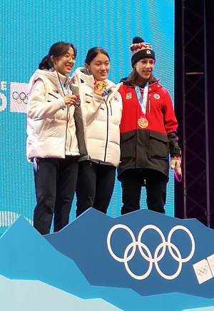 Short track speed skating at the 2020 Winter Youth Olympics – Girls' 1000 metres podium.jpg