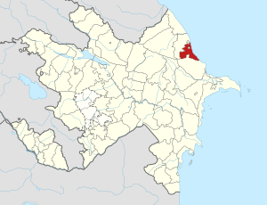 Mapa do Azerbaijão mostrando o distrito de Siazan