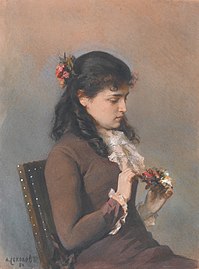 Portrait of an artist's daughter with flowers (1884)