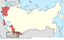 Map of the change to the international disputes involving the Soviet Union on 9 September 1991