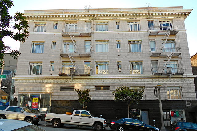 Building at 891 Post St., San Francisco, where Hammett lived while writing The Maltese Falcon: The character Sam Spade may have also lived in the buil