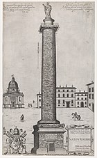 The early second-century Trajan's Column in Rome, which William Burn used as the basis for his design of the Melville Monument Speculum Romanae Magnificentiae- Column of Trajan MET DP870478.jpg