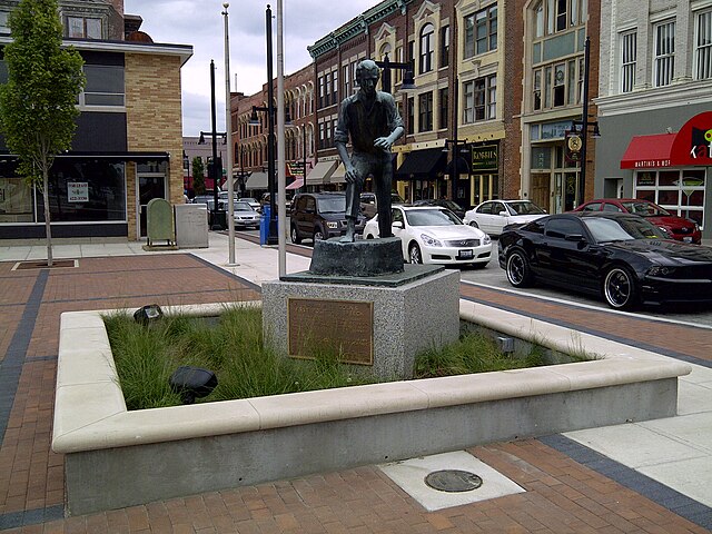Statue of Abraham Lincoln in downtown Decatur on the site of his first political speech.