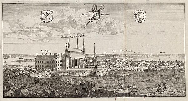 Linköping seen from West, in the Suecia Antiqua et Hodierna.