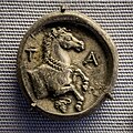 Tanagra - 387-374 BC - silver stater - Boiotian shield - forepart of horse - München SMS