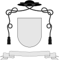 Galero sable with one tassel per side (and blank shield), used by armigerous priests in place of a helmet