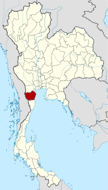 Mapa ng Taylandiya na nagpapakita ng lalawigan ng Phetchaburi