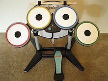 A The Beatles: Rock Band drum kit. The Beatles Rock Band - Drum set.jpg