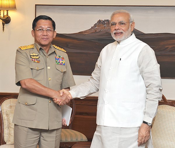 Min Aung Hlaing meeting with Indian Prime Minister Narendra Modi in New Delhi on July 29, 2015