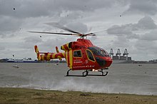 G-EHEM landing in Harwich, Essex at the Charity's Motorcycle Run event. The MD902 Explorer landing in Harwich, Essex at the Charity's Motorcycle Run event..jpg