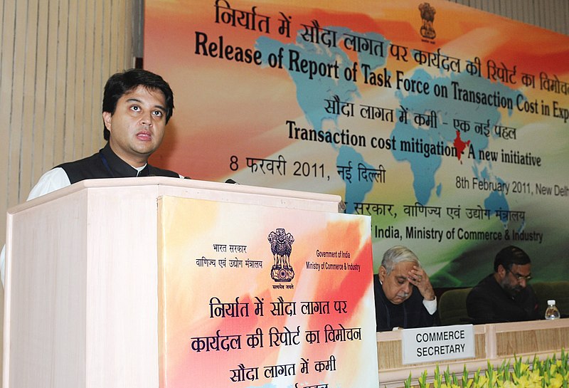 File:The Minister of State for Commerce and Industry, Shri Jyotiraditya Scindia addressing at the release of the Report of Task Force on Transaction Costs in Exports, in New Delhi on February 08, 2011.jpg