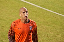 Tim Howard has won a record 61 of his 117 international matches Tim Howard USA.jpg