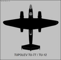Tupolev Tu-12 vue de dessus silhouette.png