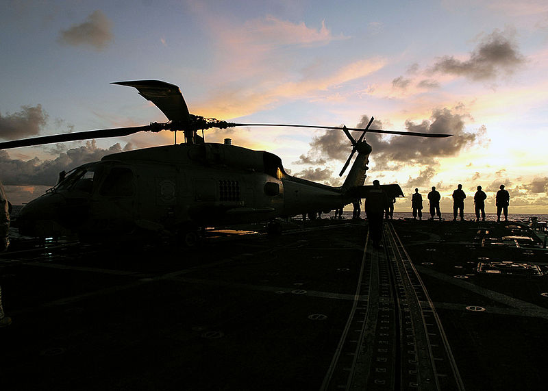 File:US Navy 060620-N-5837R-018 Crew members stationed aboard the guided-missile destroyer USS Shoup (DDG 86) take part in a foreign object debris (FOD) walk down as part of helicopter flight operations.jpg