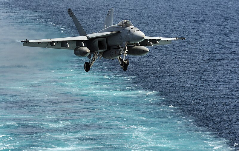 File:US Navy 120216-N-VO377-442 An F-A-18E Super Hornet assigned to the Kestrels of Strike Fighter Squadron (VFA) 137 approaches the flight deck of the.jpg