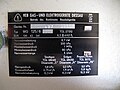 Čeština: Výrobní štítek karmy Monsator GGD typ 125/6.
