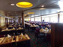 Interior of the buffet restaurant on deck 8. Viking XPRS Buffet 3.JPG