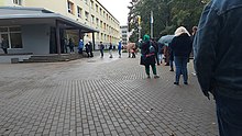 Queue of voters in Riga on election day Voting line in Latvia 2022 (station nr 61).jpg