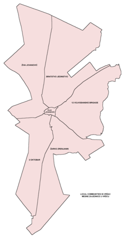 Map of local communities in urban Vršac