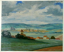 Vue de Cernay et Reims par la peintre Chauvet.