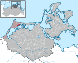 Elhelyezkedése Mecklenburg-Elő-Pomeránia térképén