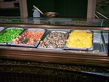 Diced green bell peppers, tomatoes and mushrooms (left to right) Wikimania 2018, Cape Town ( 1050457).jpg