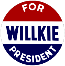 Wendell Willkie for President campaign button. Willkie For President button.svg