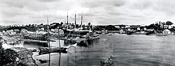 A circa-1870 view of Yarmouth harbor, taken from where Yankee Marina -- off Lafayette Street -- is now, looking directly north to the East Main Street Bridge Yarmouth harbor.jpg