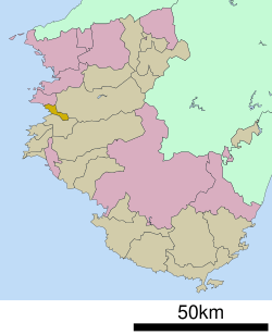 Yuasa okulunun Wakayama Prefecture şehrindeki konumu