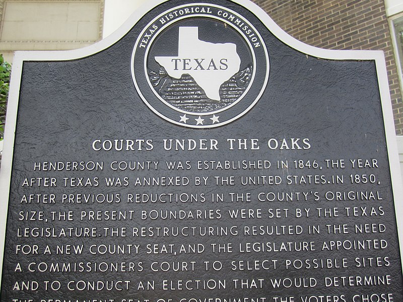File:"Courthouse under the Oaks" historical marker, Athens, TX IMG 0577.JPG