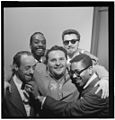 (Portrait of Dave Lambert, John Simmons, Chubby Jackson, George Handy, and Dizzy Gillespie, William P. Gottlieb's office, New York, N.Y., ca. July 1947) (LOC) (5019792665).jpg