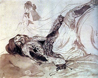 "Τραυματισμένος Έλληνας, που έχει πέσει από το άλογο του" (1835, Πινακοθήκη Τρετιακόφ, Μόσχα).