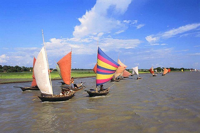 Boats with sails in Bangladesh