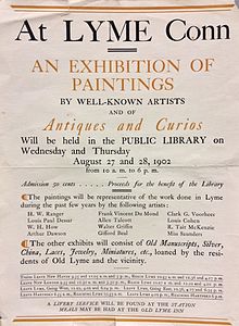 A 1902 flyer announcing an "Exhibition of Paintings" 1902 Lyme Art Association Exhibition Announcement.jpg