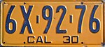 Tahun 1930-California license plate 6X-92-76.jpg