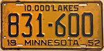 1952 Minnesota kentekenplaat.JPG