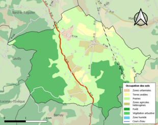 Barevná mapa znázorňující využití půdy.