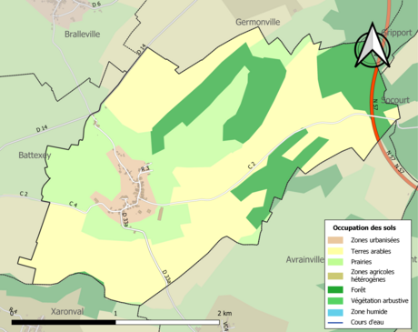 Carte en couleurs présentant l'occupation des sols.