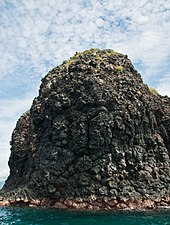 An islet just south of Bali made of pillow basalt. Much of Bali is made of volcanic rock