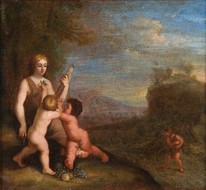 Eve et ses deux enfants, Abel le blond et Caïn le brun