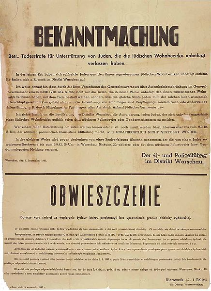 aviso de las SS no colaboracion con judios polacos